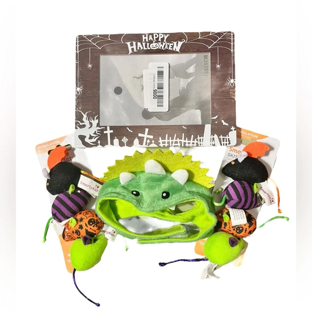 Hyde & Eek Green Dinosaur Cat Costume with Halloween Toys & Picture Frame New